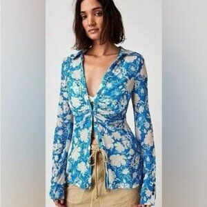 Free People ❤️Lucky Shirtee ❤️in Hawaiian Blue Size M